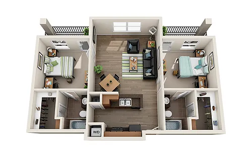Floor plan 2 Bed / 2 Bath
