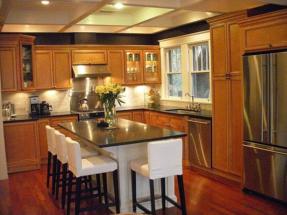 New kitchen- Jennair appliances, wood cabinetry, granite counters large island