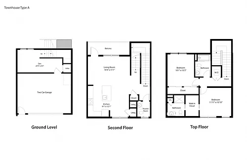 Floor plan Two Bedroom Townhome