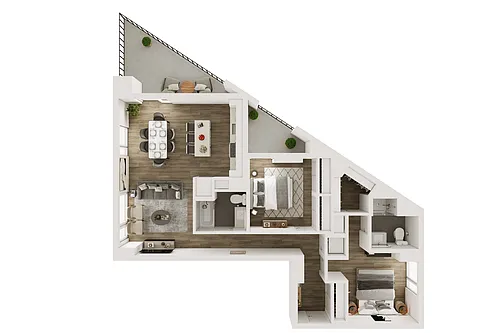 Floor plan B8: 2BR DEN/2BA 1209 SF