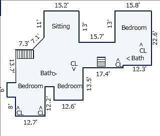 2nd floor (12.7 bedroon has extra unfinished room 10x10.
