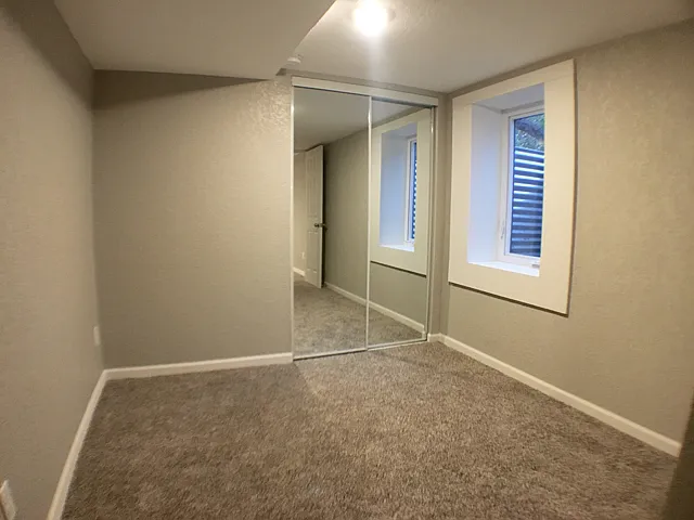 Another bedroom on the lower level offers another large closet.