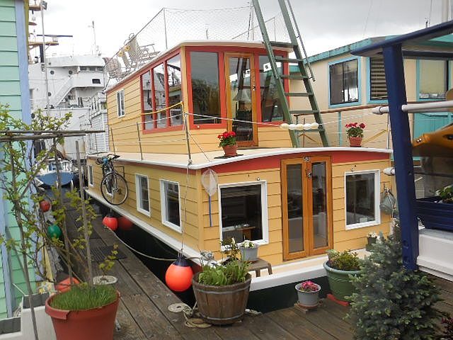 Houseboat in its slip