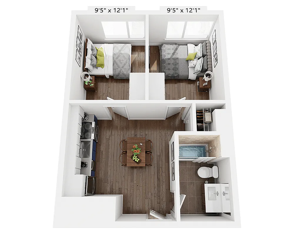 Floor plan Two Bedroom B1F