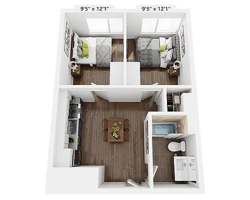Floor plan Two Bedroom B1F