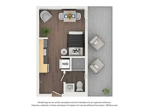 Floor plan Broadway Studio East with Deck