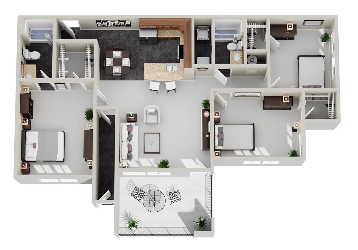 Floor plan 3 Bed 2 Bath (+$125 Attached Garage)