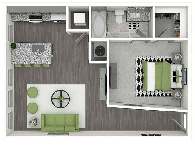 Floor plan S1-The Palette | 667 SF