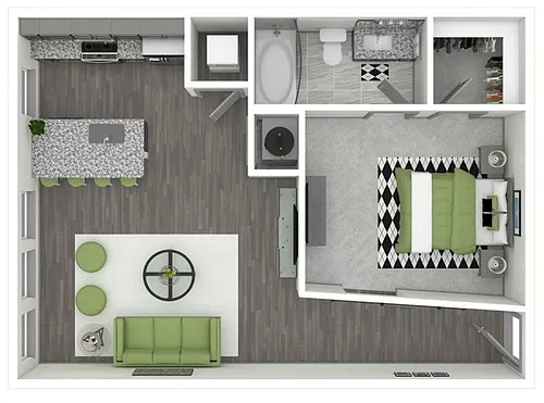 Floor plan S1-The Palette | 667 SF