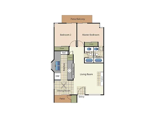 Floor plan 2 Bedrooms 2 Baths - 22A