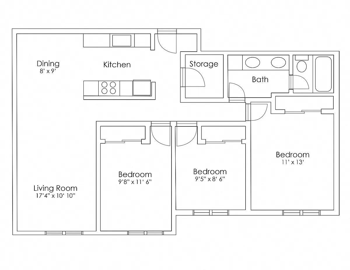 Floor plan 3 Bedroom A