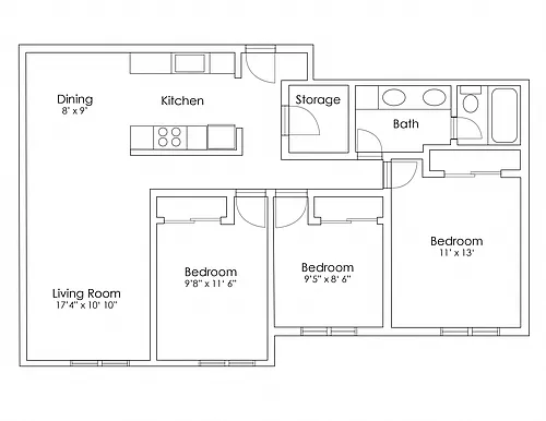 Floor plan 3 Bedroom A