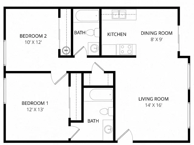 Floor plan 2X2 B