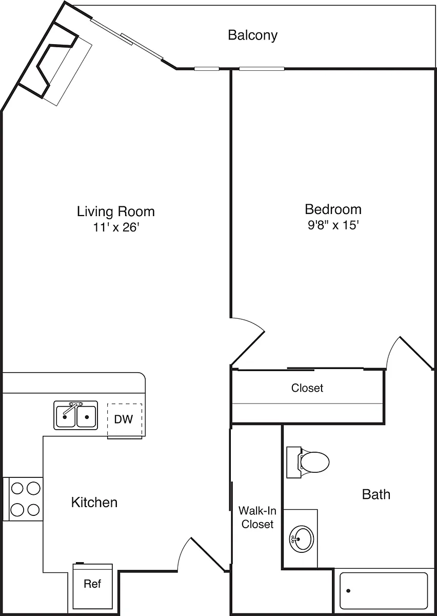 Floor plan 1 Bedroom D