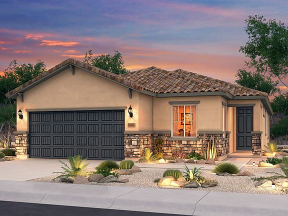 Stone exterior and lush landscaping provides strong curb appeal on the Farmington.