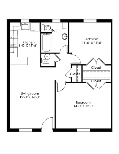 Floor plan 2bx1b-AC