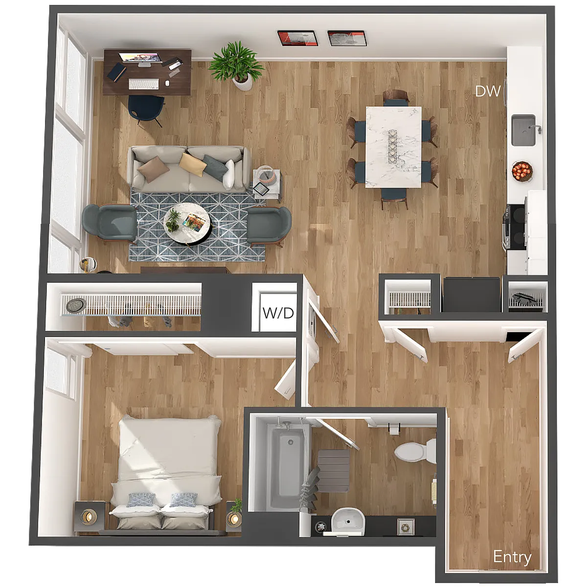 Floor plan 1X1 L