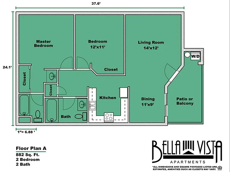 Two Bed Two Bath Floor Plan Two Bed Two Bath Floor Plan