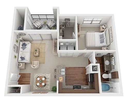 Floor plan One Bedroom A1B-MMR