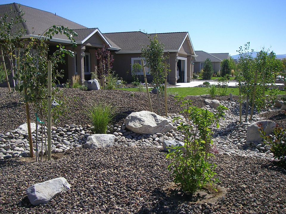 Front of home and dry creek