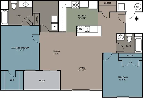 Floor plan 2 Bedroom, 2 Bathroom