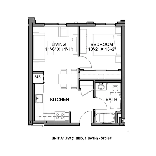 Floor plan 1 Bedroom 1 Bath