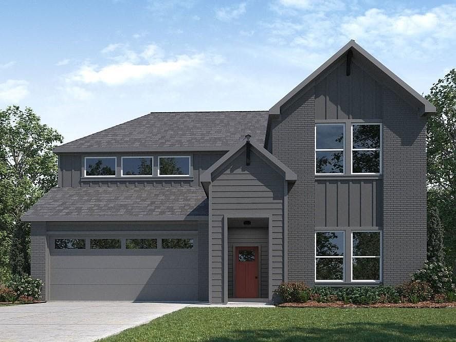 D.R. Horton's Express Homes Ozark Floorplan Elevation F. Photos shown here may not depict the specified home & features included are for illustration purposes only