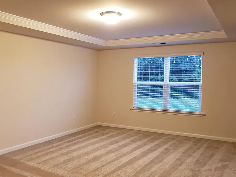 large master bedroom with trey ceiling