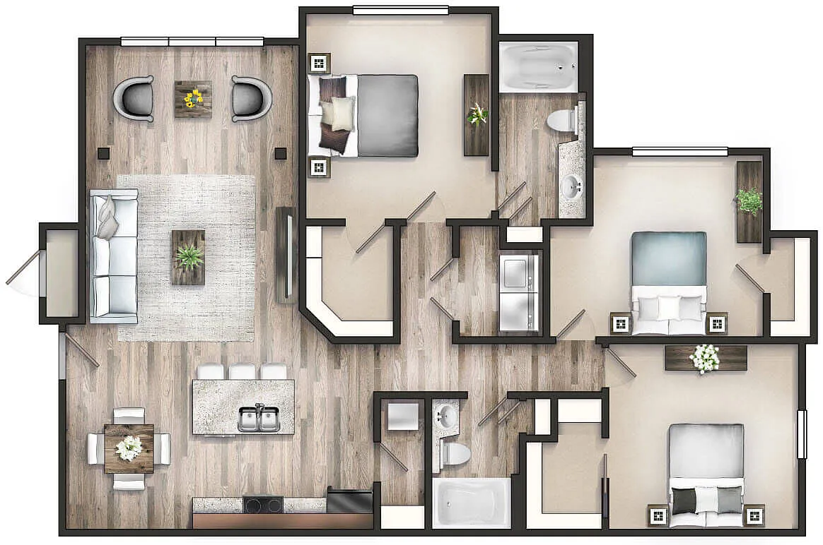 Floor plan The Onewood with Sunroom