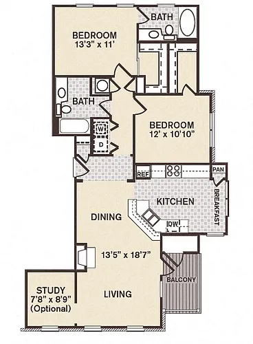Floor plan 2B2B Georgetown -Renovated