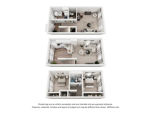 Floor plan B3 Burton - 2 Bedroom, 1.5 Bathroom