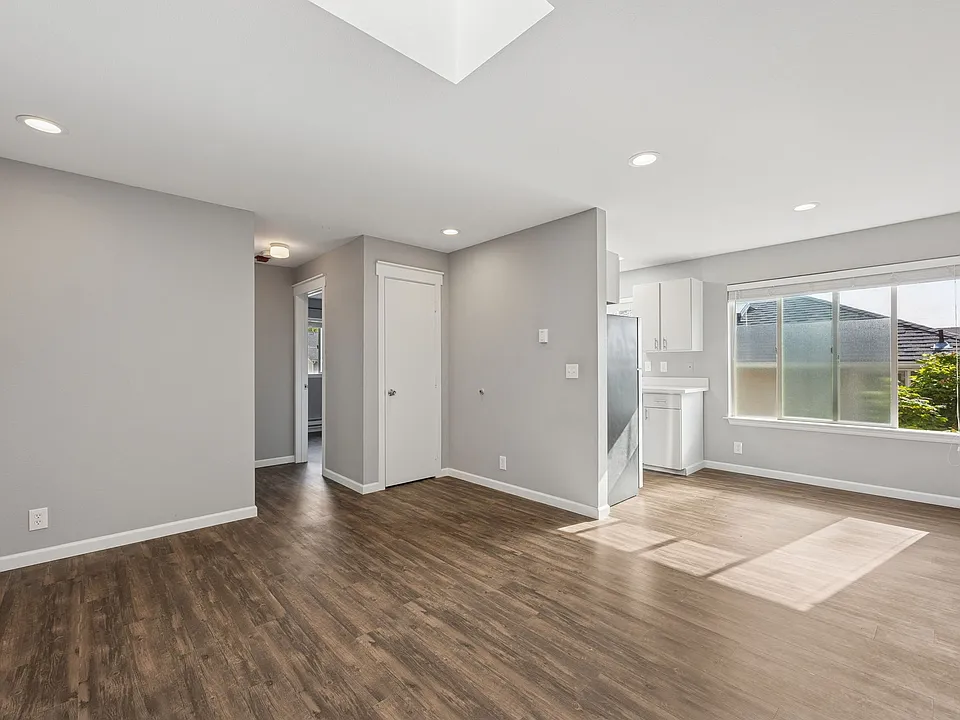 Bright living room with skylight