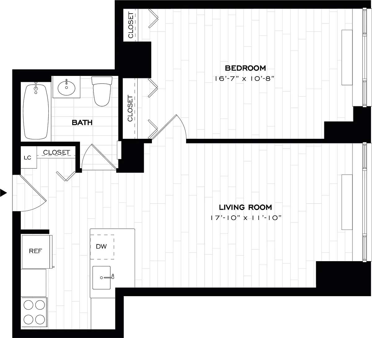 Floor plan 1 Bed/1 Bath-A07