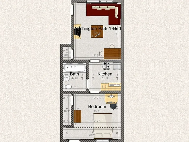 WPA 1-Bedroom Floor Plan WPA 1-Bedroom Floor Plan