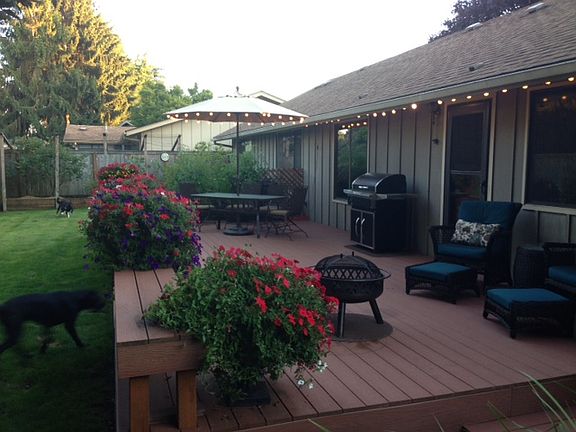 Deck with raised bed, far