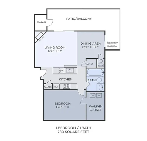 Floor plan 1Bed/1Bath
