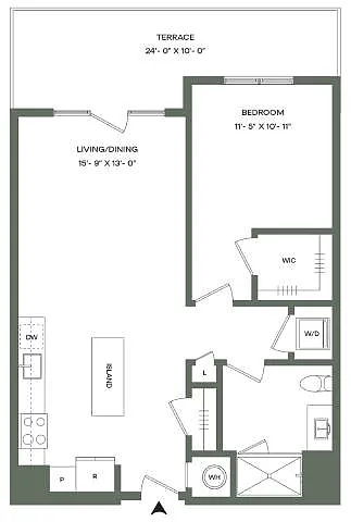 Floor plan 1 Bed 1 Bath-A7-T Mason East
