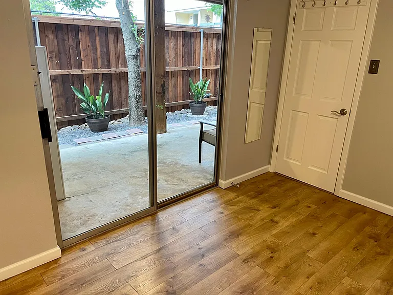 Master bedroom opens to the patio. Optional doggie door installed here.