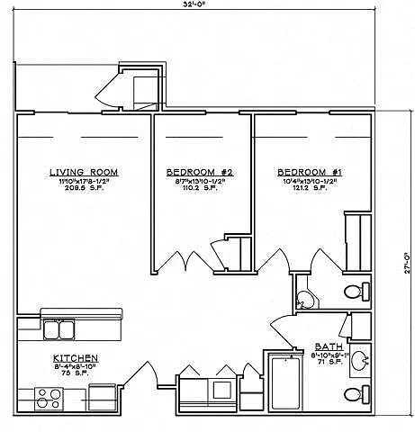 Floor plan 2 Bedroom Unit