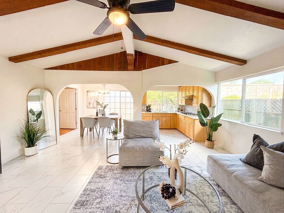 Sample furnishing of the spacious open layout living area