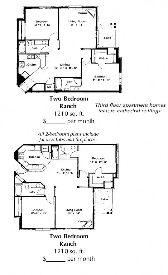 Floor plan 2 Bed 2 Bath Ranch