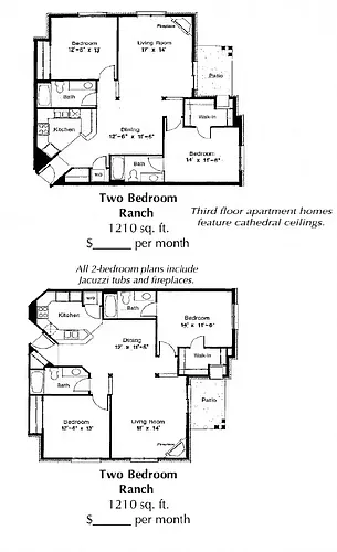 Floor plan 2 Bed 2 Bath Ranch
