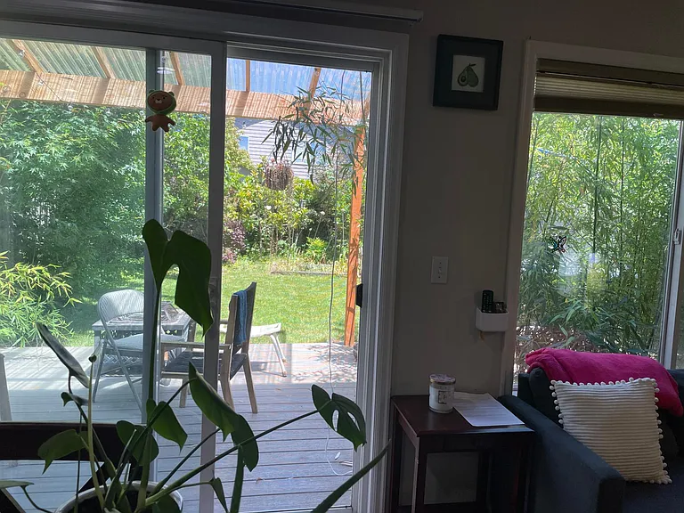 Back yard deck with fully land Scaping.