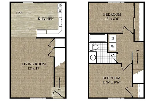 Floor plan 2 Bed Townhouse