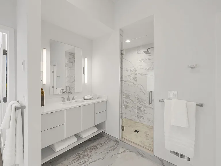 Shower w Two Separate 57 Inch Vanities