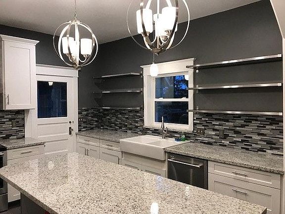 Kitchen island open shelving