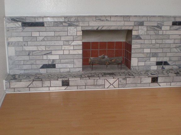 Marble Stone Fireplace in Living Room