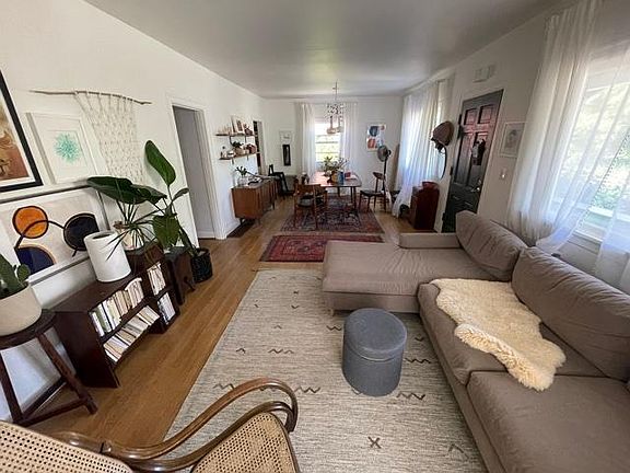 Living room, front entry, dining room