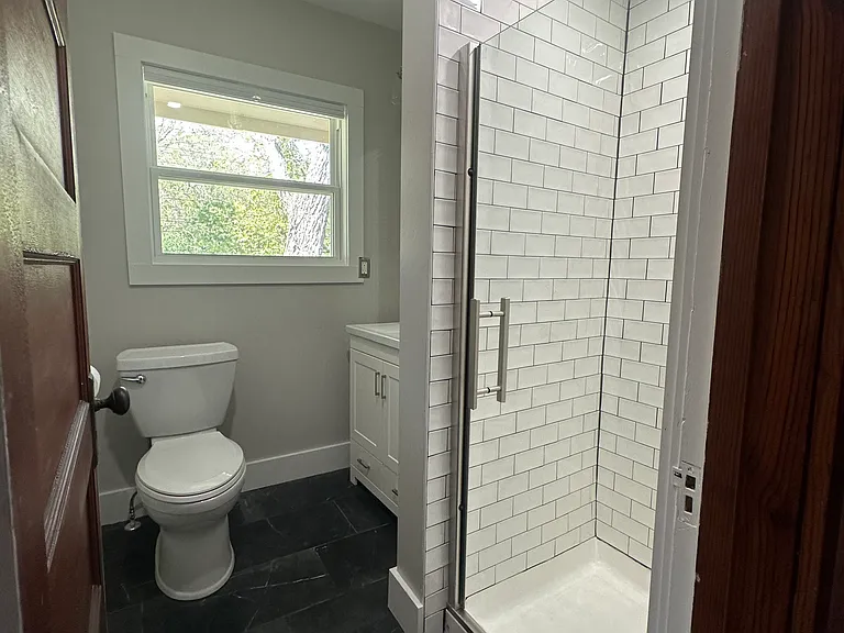 Upstairs bathroom with shower.