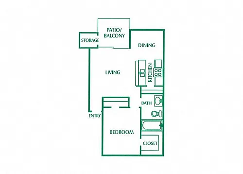 Floor plan One Bedroom - One Bath Large Standard